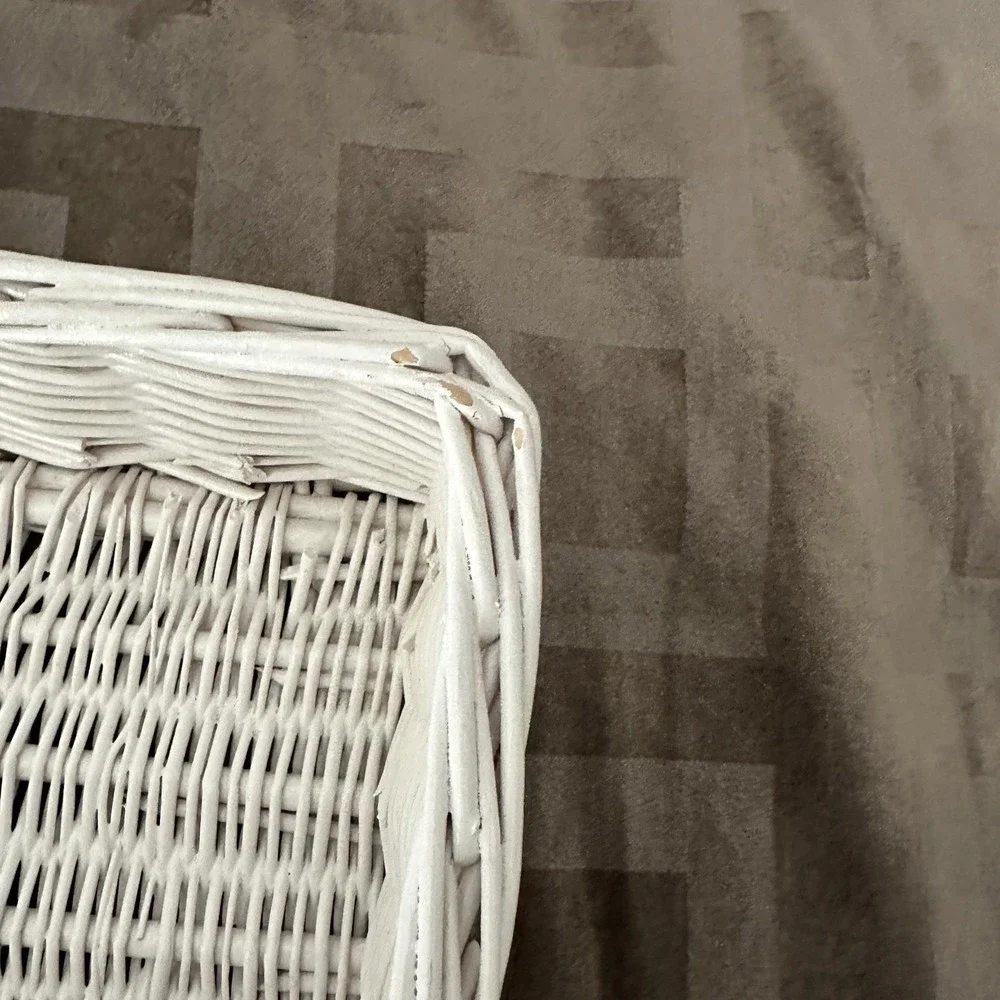 White Wicker Rectangular Basket 17 Inch Farmhouse‎ Table Centerpiece Organizer